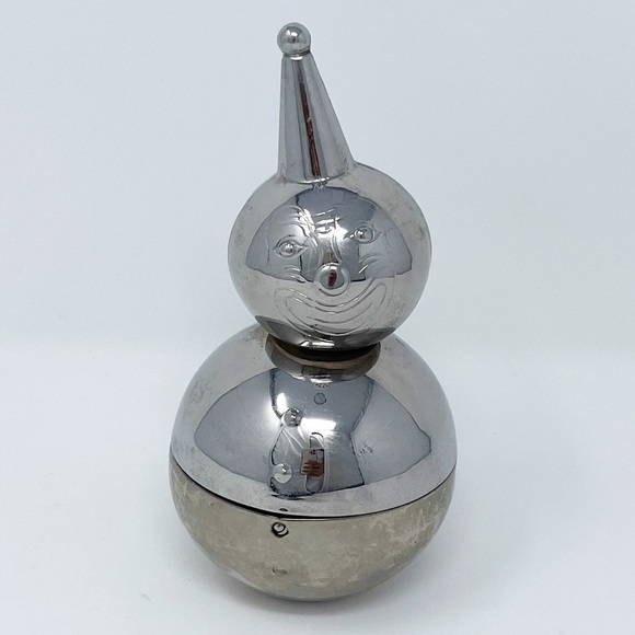 Vintage Raimond Clown Rolly Poly Ball Chrome Metal Coin Bank - Picture 1 of 9